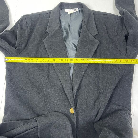 Vtg Westbound Wool Blend Blazer Womans Sz 14 Black Office Career Menswear Preppy - Picture 11 of 12